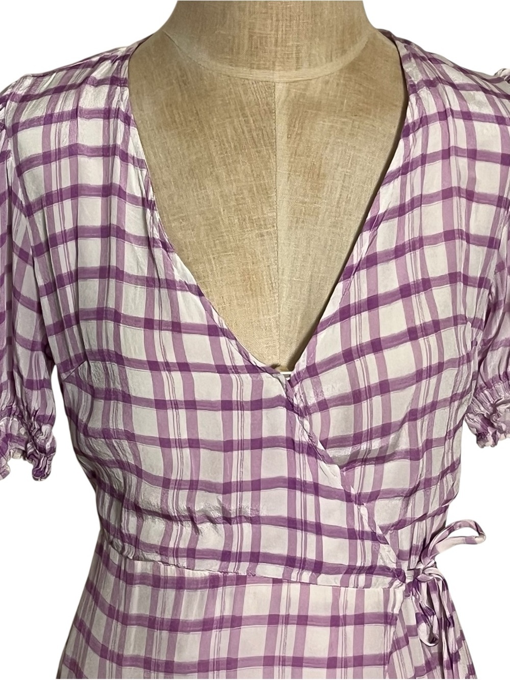 Lily and Lionel x Anthropologie Fifi Plaid Wrap Midi Dress Size 6 - Picture 4 of 16